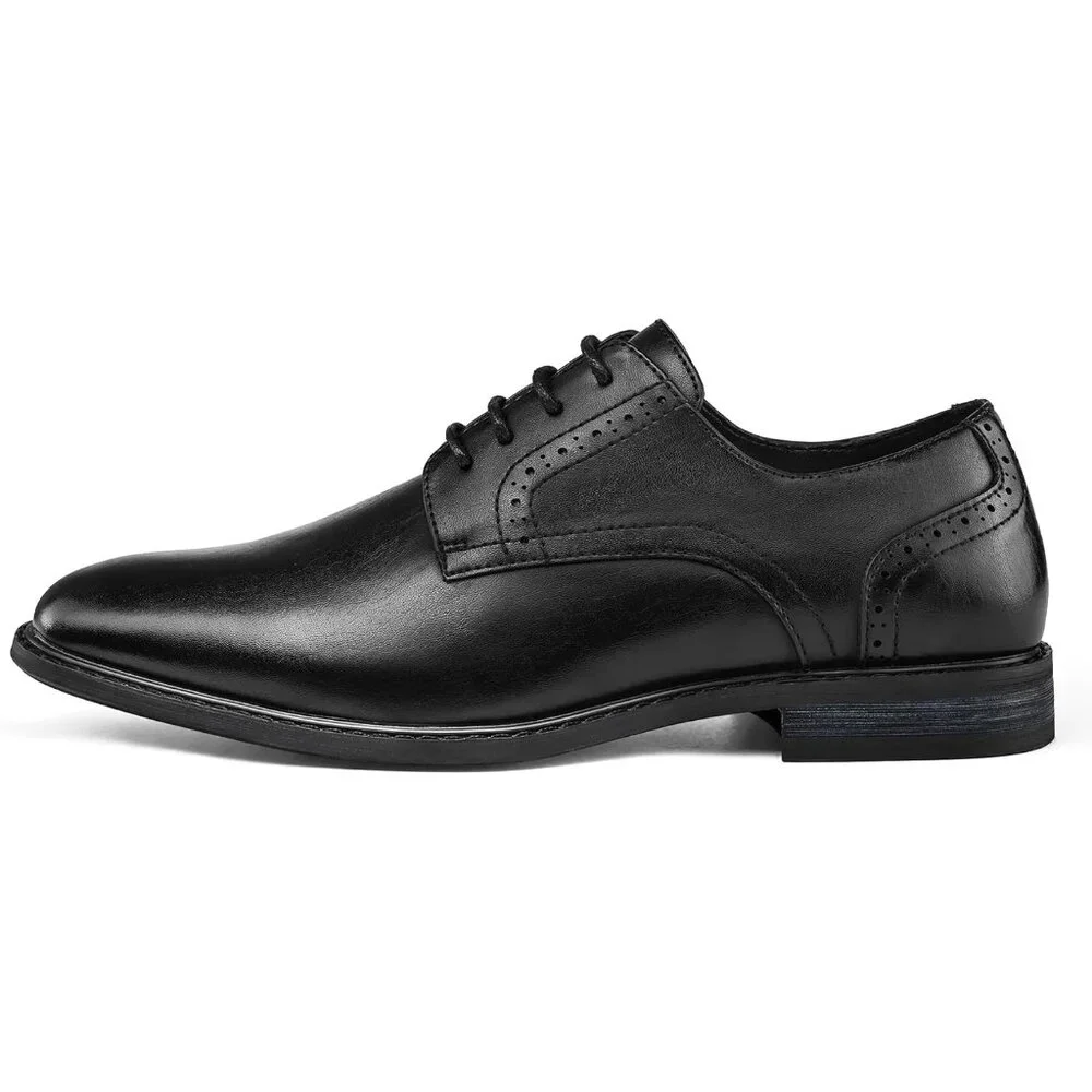 Men's All Black Shoes Formal Classic Business Lace up Oxford Shoes Wide Width